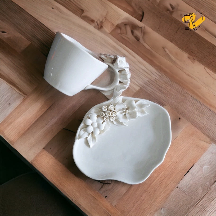 Handmade Sculpted Roses | Teacup & Saucer (200ml)