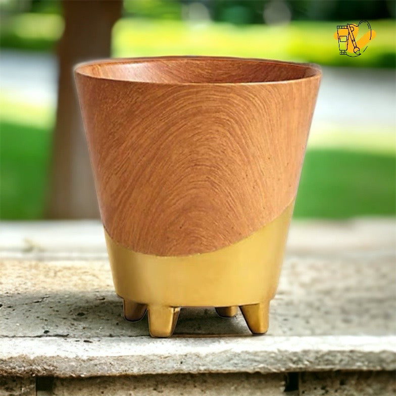 Wood Grain Pattern Plant Pot
