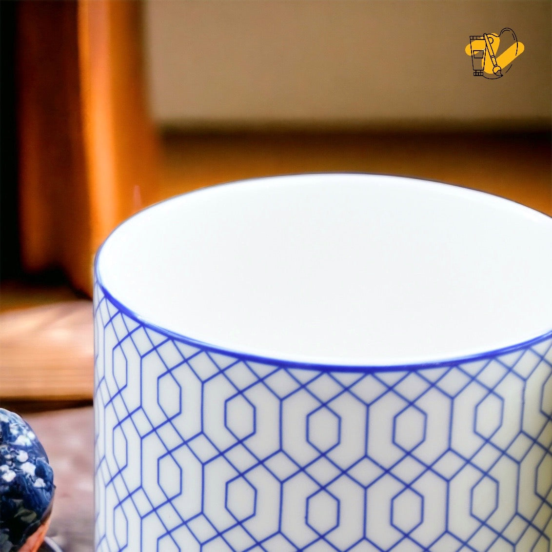 Bone China Coffee Mug with Interlaced Pattern (Set of 2)