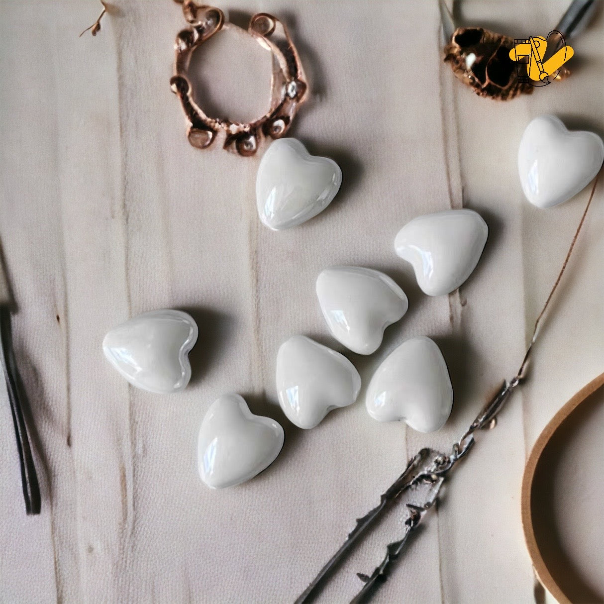 ハートシェイプ ジュエリー ビーズ (10個入り)