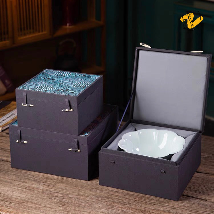 Fabric Gift Box with Embroidery and Interior Padding