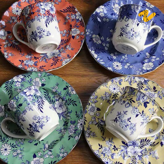 Floral Tea Cups and Salad Plates
