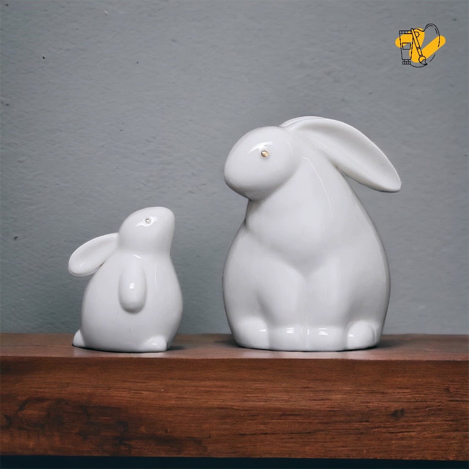 Rabbit Figurine with Golden Eyes