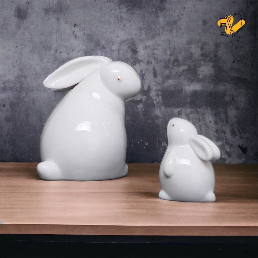 Rabbit Figurine with Golden Eyes