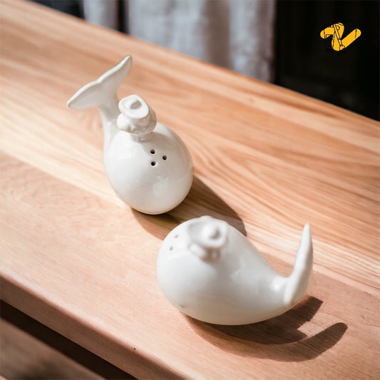 Whale Salt & Pepper Shakers
