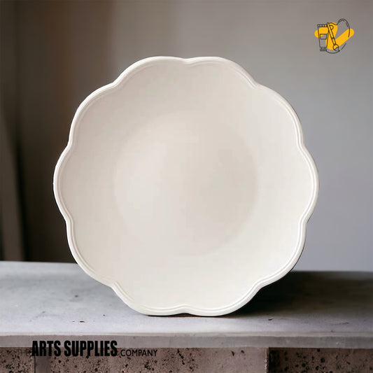 Ready to Paint Ceramic Bisque Fleur Flower Plate (Kaolin)