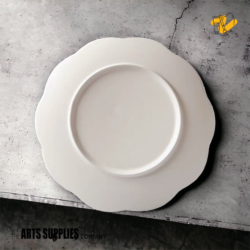 Ready to Paint Ceramic Bisque Fleur Flower Plate (Kaolin)