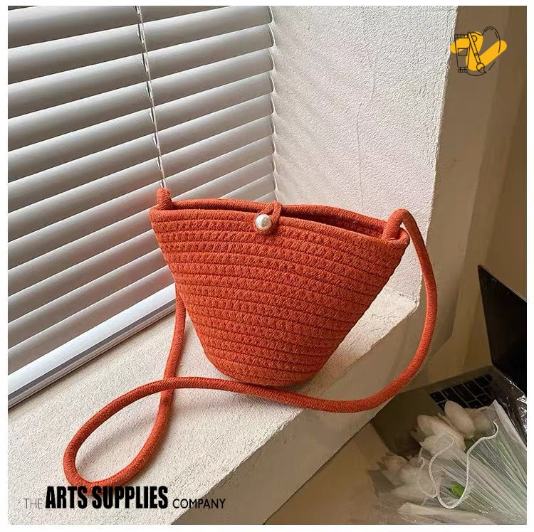 Tangerine Knit Bucket Bag