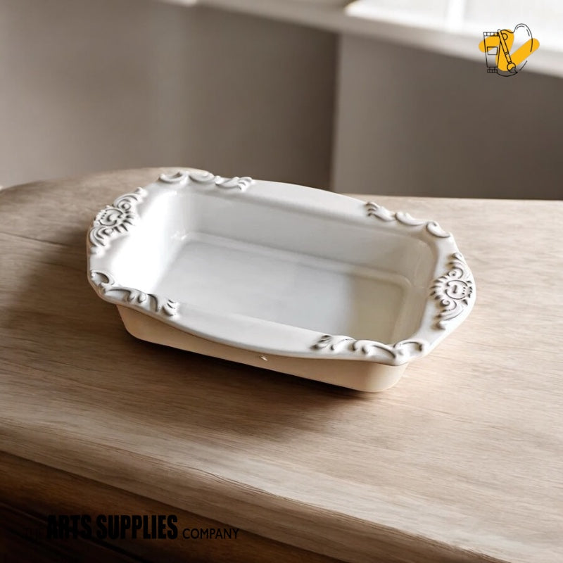 French Retro Embossed Rococo Casserole Baking Dish