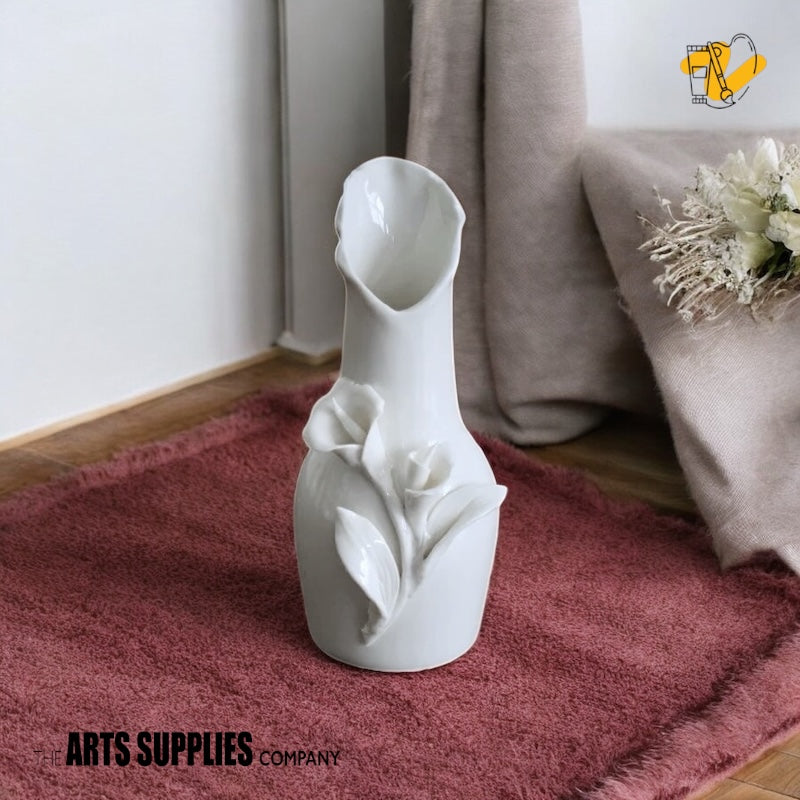 Handmade Sculpted Roses | Neck Vase with Hand Crafted Calla Lilies