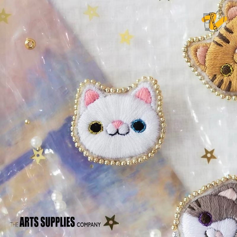 Embroidery Kit | Charming Cat Face Brooches