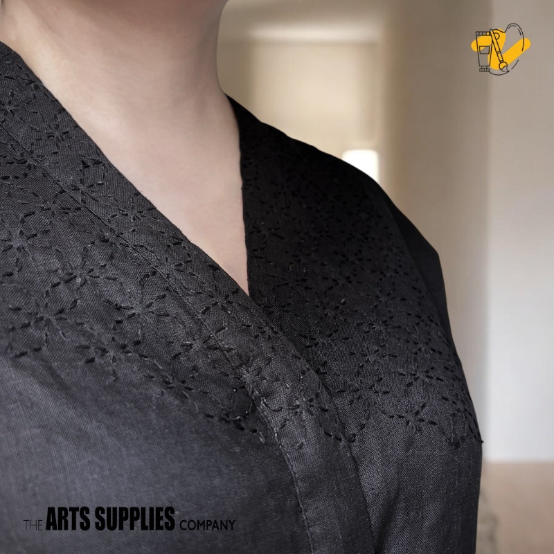 Sashiko Kit | Black on Black Linen Midi Dress