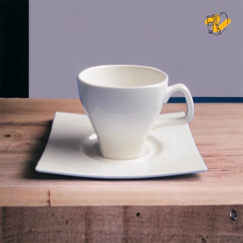 Bone China Coffee Cup & Square Saucer (250ml)