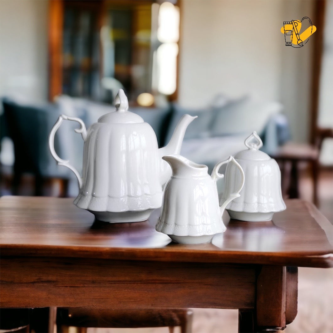 Porcelain Neoclassical Style Tea Set (Teapot, Cream Jug & Sugar Bowl)
