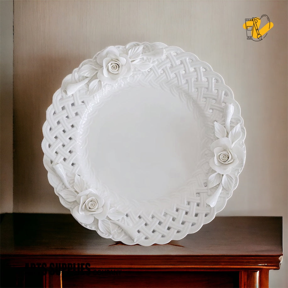 Handmade Sculpted Roses | Openwork Round Plate