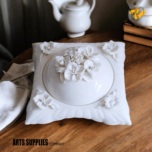 Handmade Sculpted Roses | Plate with Cloche