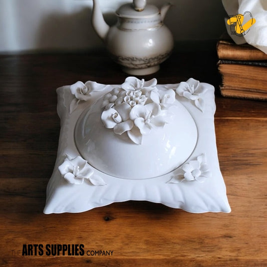 Handmade Sculpted Roses | Plate with Cloche