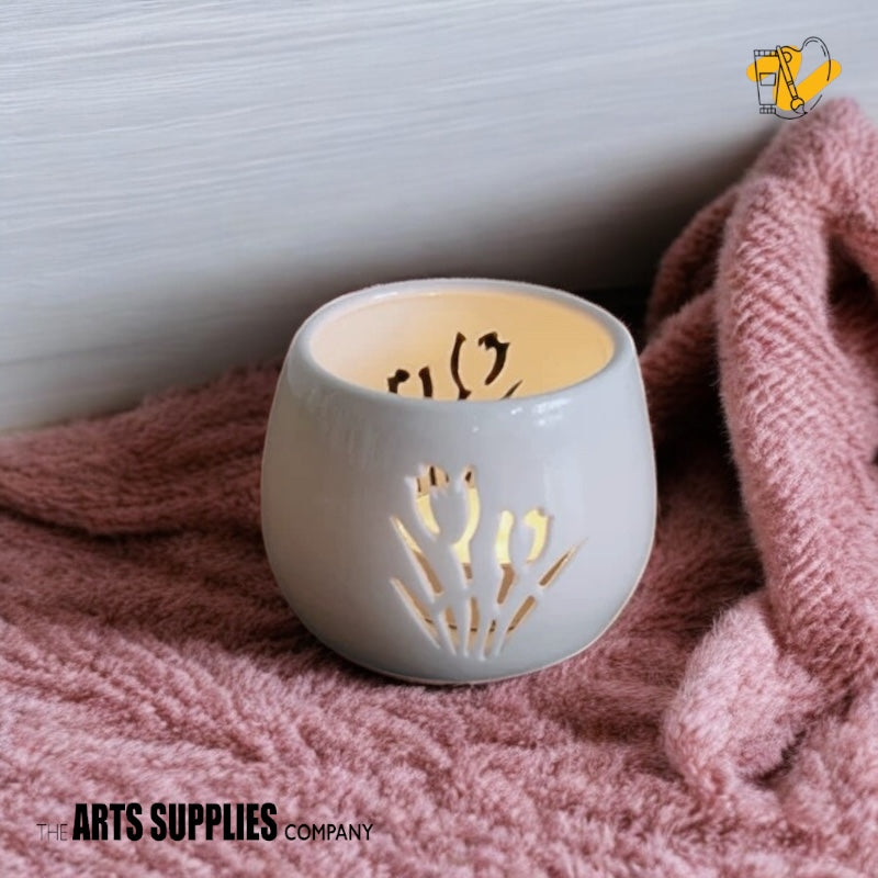 Candle Holder with Tulips Cutout