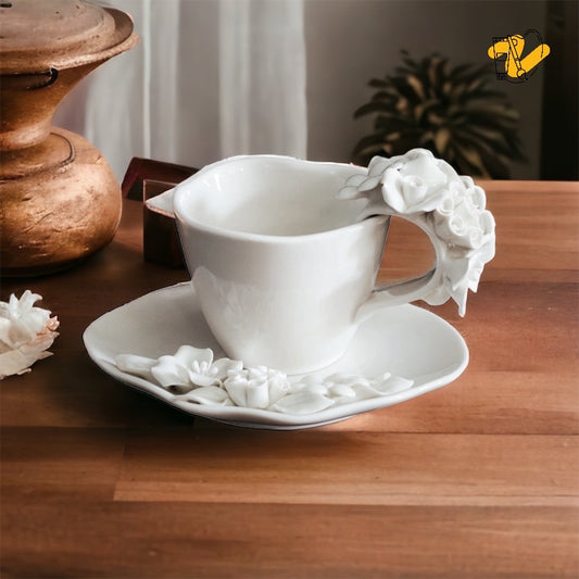 Handmade Sculpted Roses | Teacup & Saucer (200ml)