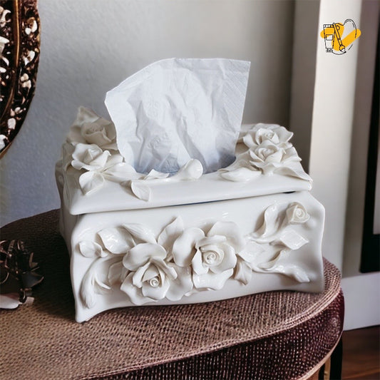 Handmade Sculpted Roses | Tissue Box Cover