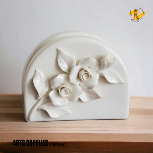 Handmade Sculpted Roses | Half-moon Napkin Holder