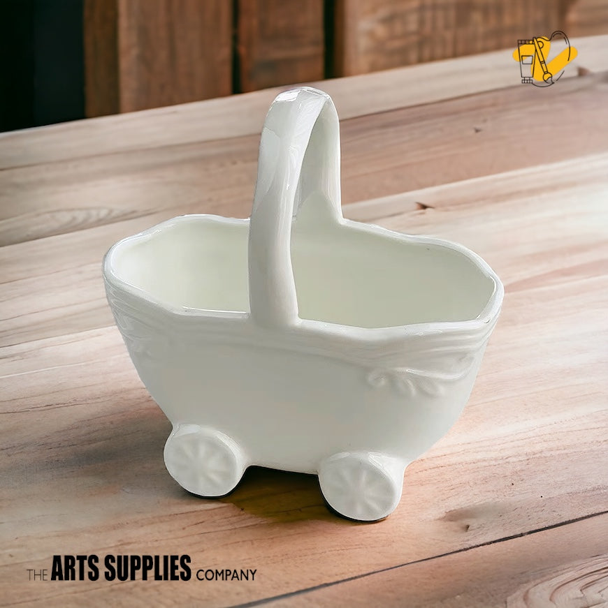 Ceramic Baby Cart Flower Basket