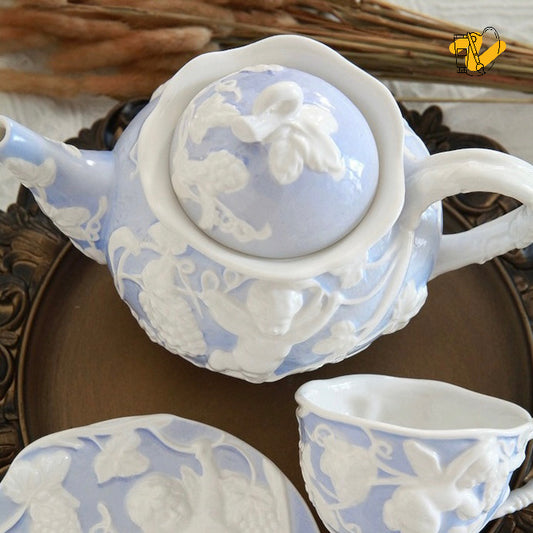 Embossed Angels Teapot and Teacup Set