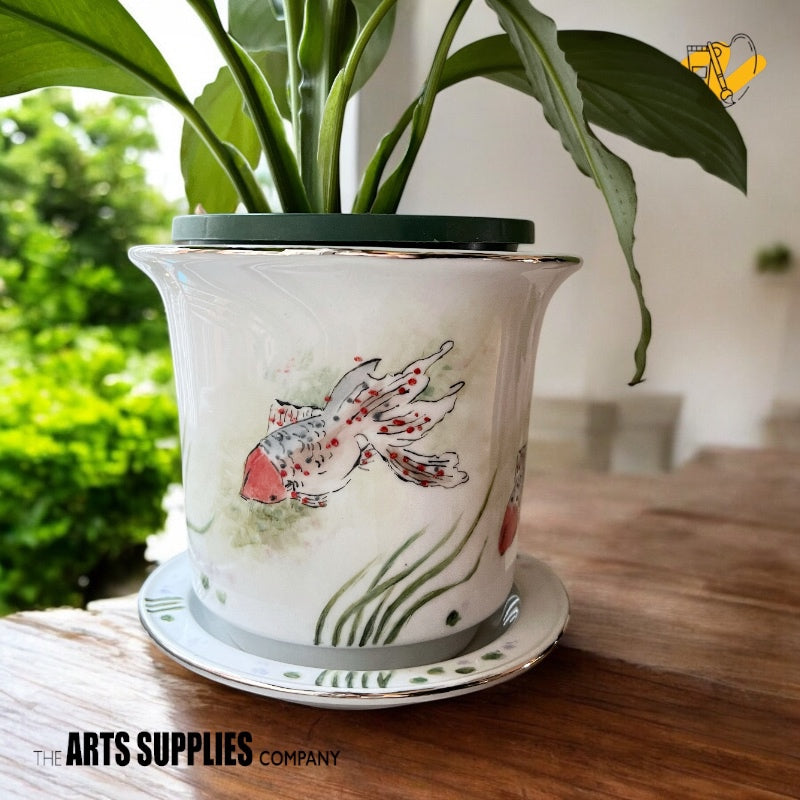 Wraparound Rim Plant Pot with Drainage Plate