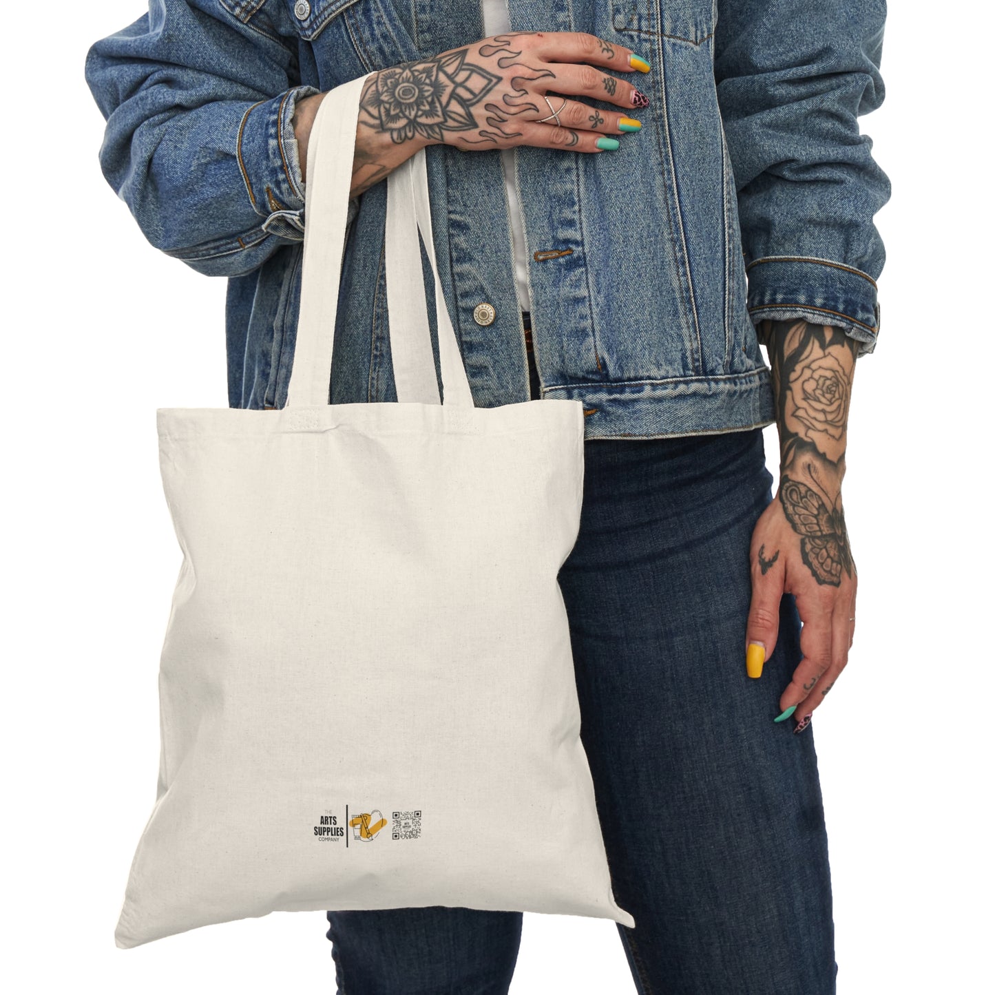 Whimsical Natural Tote Bag with Beckoning Lamb 招財羊, Eco-Friendly Shopping Bag, Cute Gift for Friends, Art and Fashion Lovers, Unique Carryall