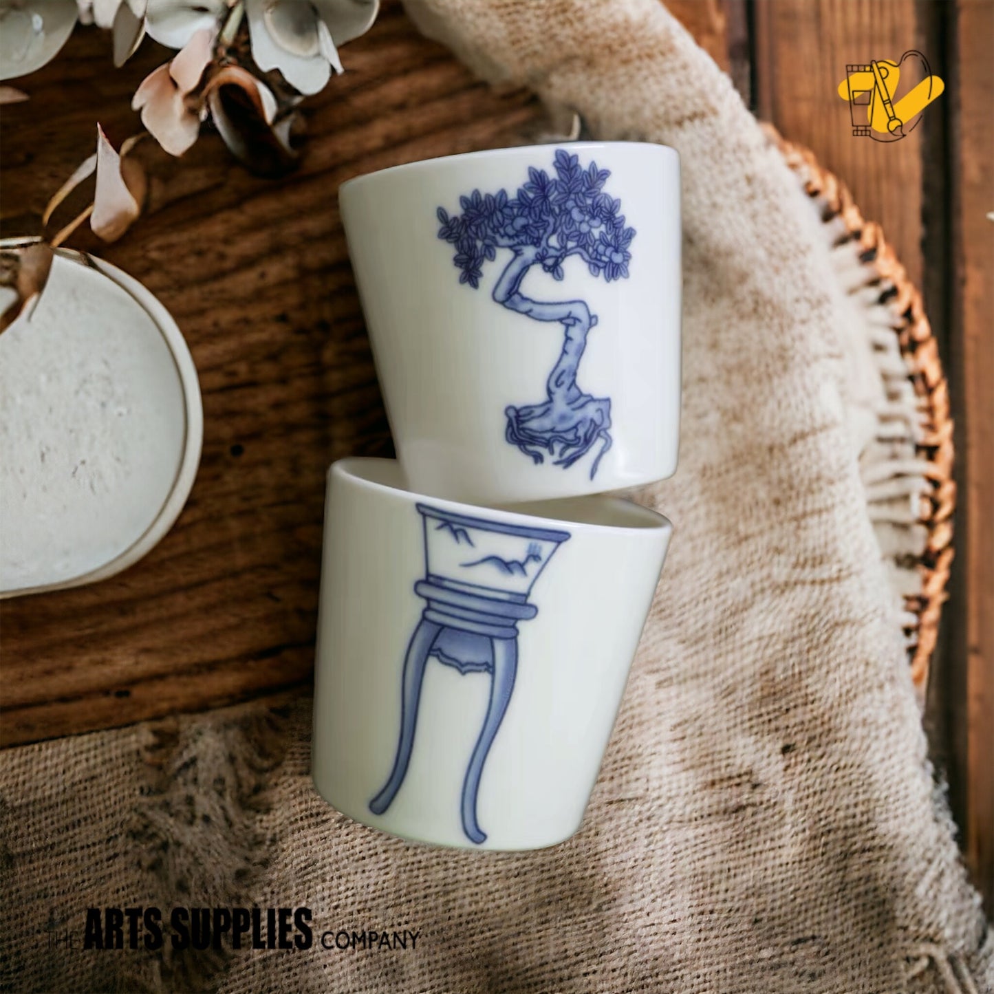 Set of Cups with Pot Plant & Stand (180ml)