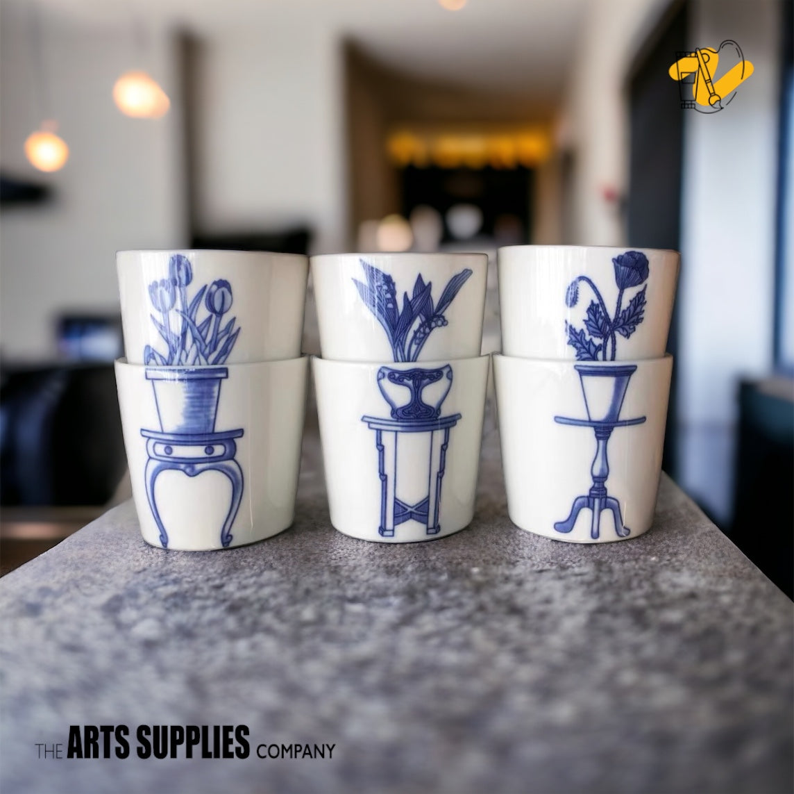 Set of Cups with Pot Plant & Stand (180ml)