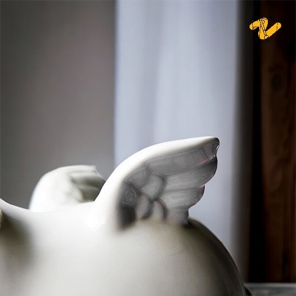 White Flying Piglet Coin Bank