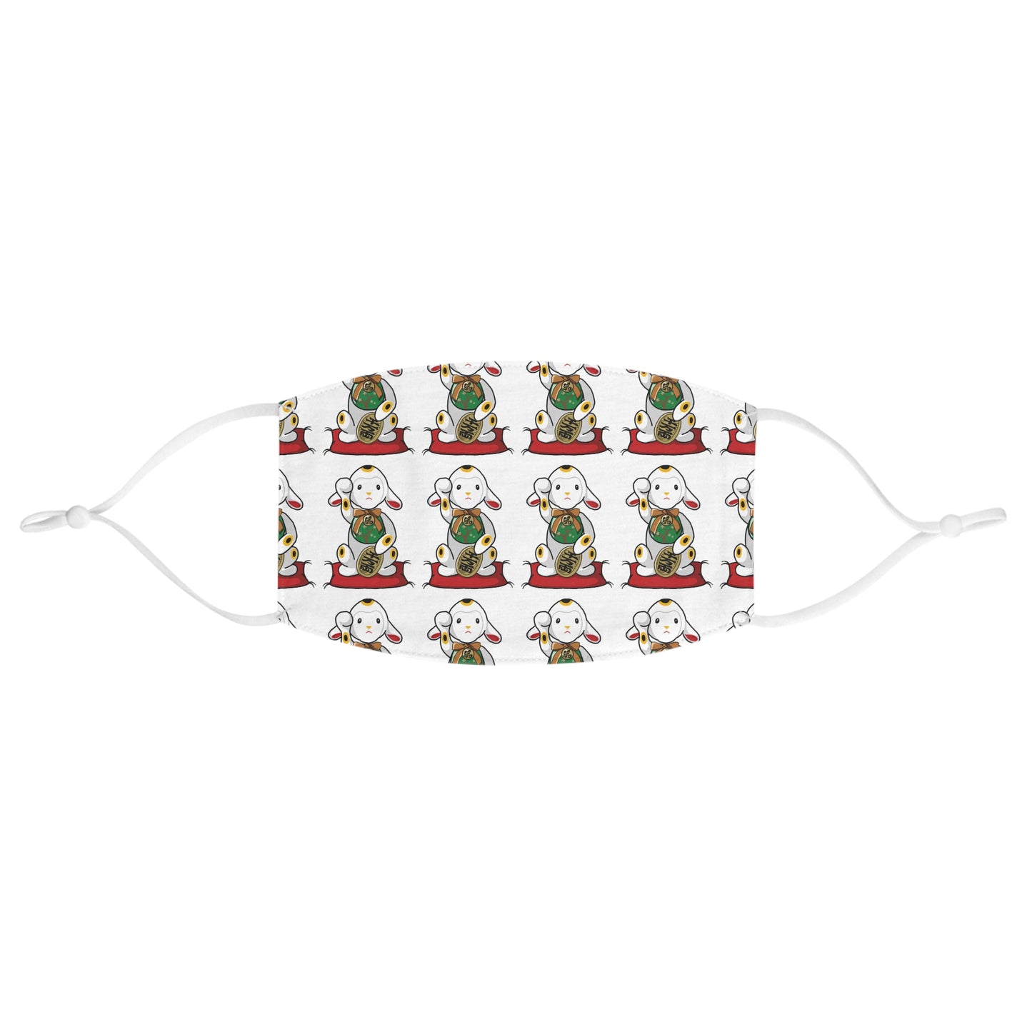 Cute Maneki-Neko Lamb design Fabric Face Mask | Fun Gift, Adjustable Mask, Lamb Themed Accessory, Face Covering