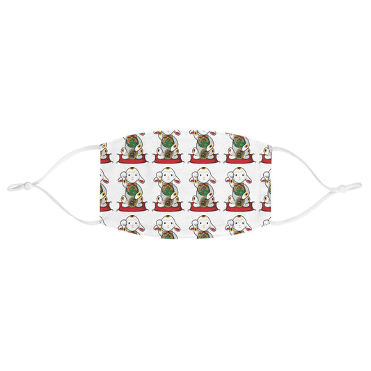 Cute Maneki-Neko Lamb design Fabric Face Mask | Fun Gift, Adjustable Mask, Lamb Themed Accessory, Face Covering