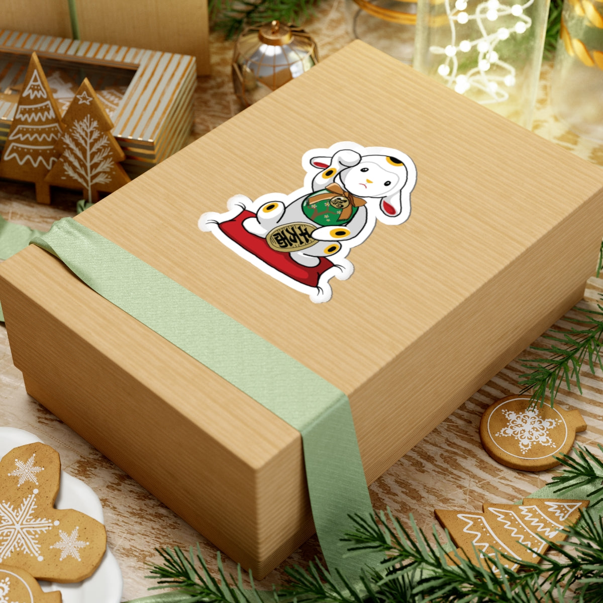 Maneki-Neko Lamb Stickers, Cute Stickers for Laptops, Japanese Decor, Gift for Lamb Lovers, Kawaii Accessories, Home and Office Decoration