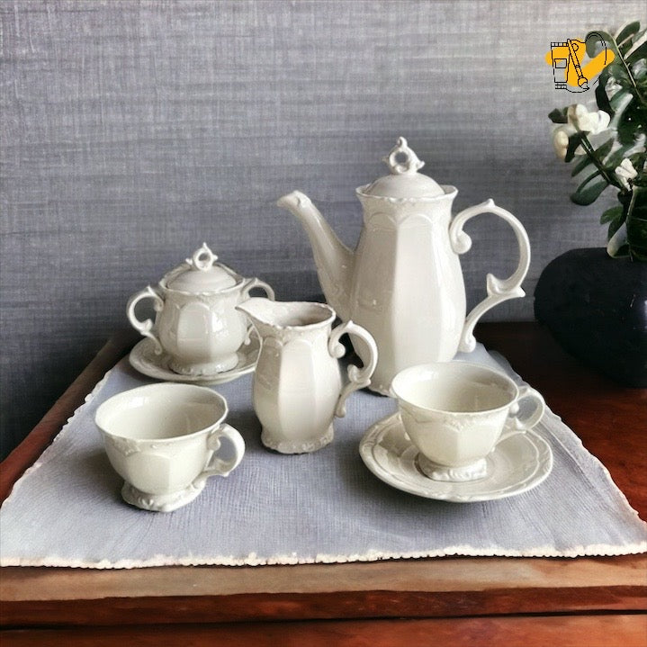 Cream Color Neoclassical Vintage Style Coffee Set