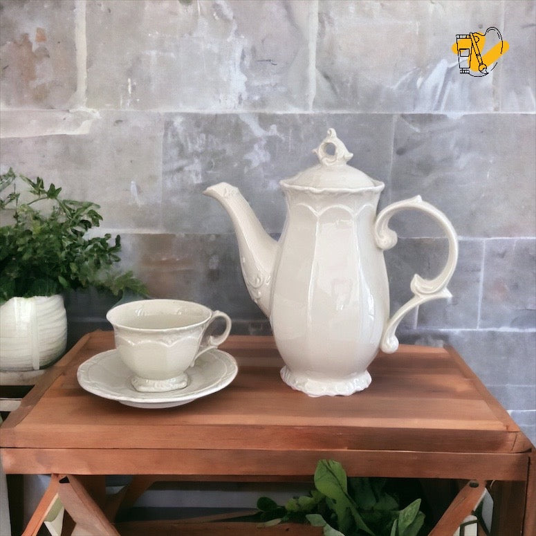 Cream Color Neoclassical Vintage Style Coffee Set