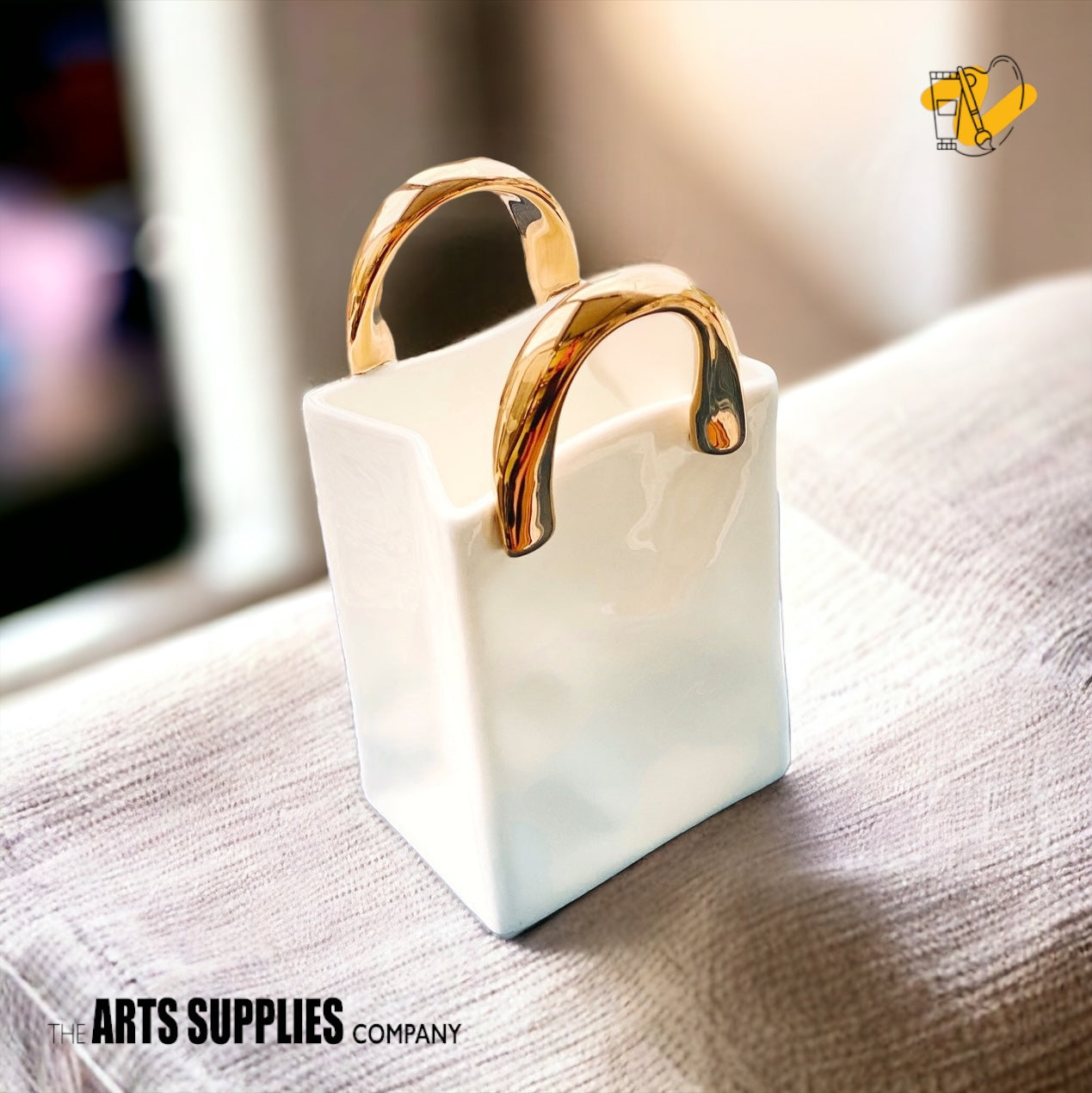 The Nordic Bag Vase with Gold Handles (2 Sizes)