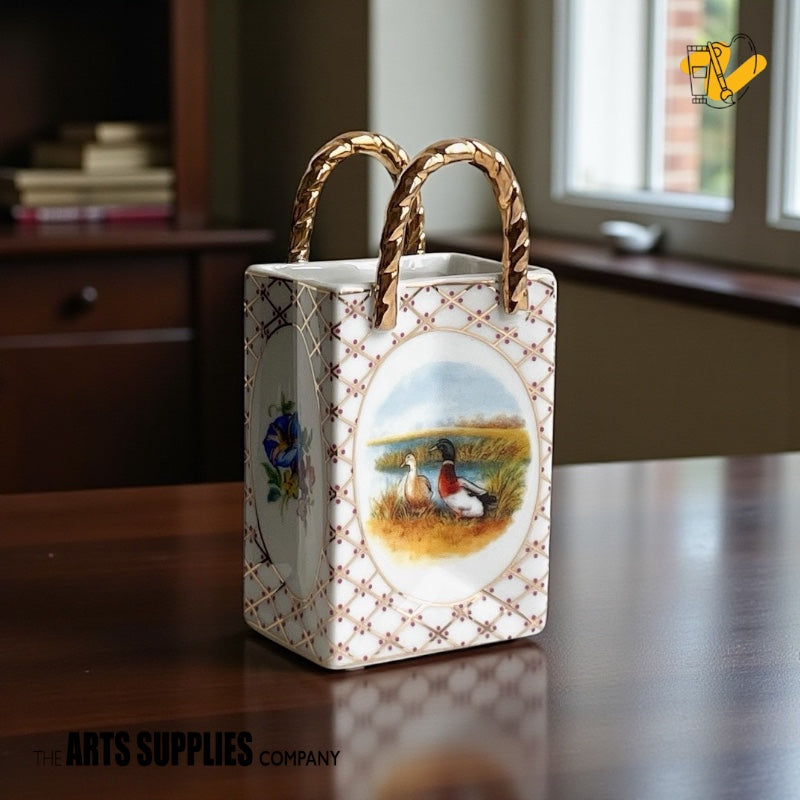 The Nordic Bag Vase with Gold Handles (2 Sizes)