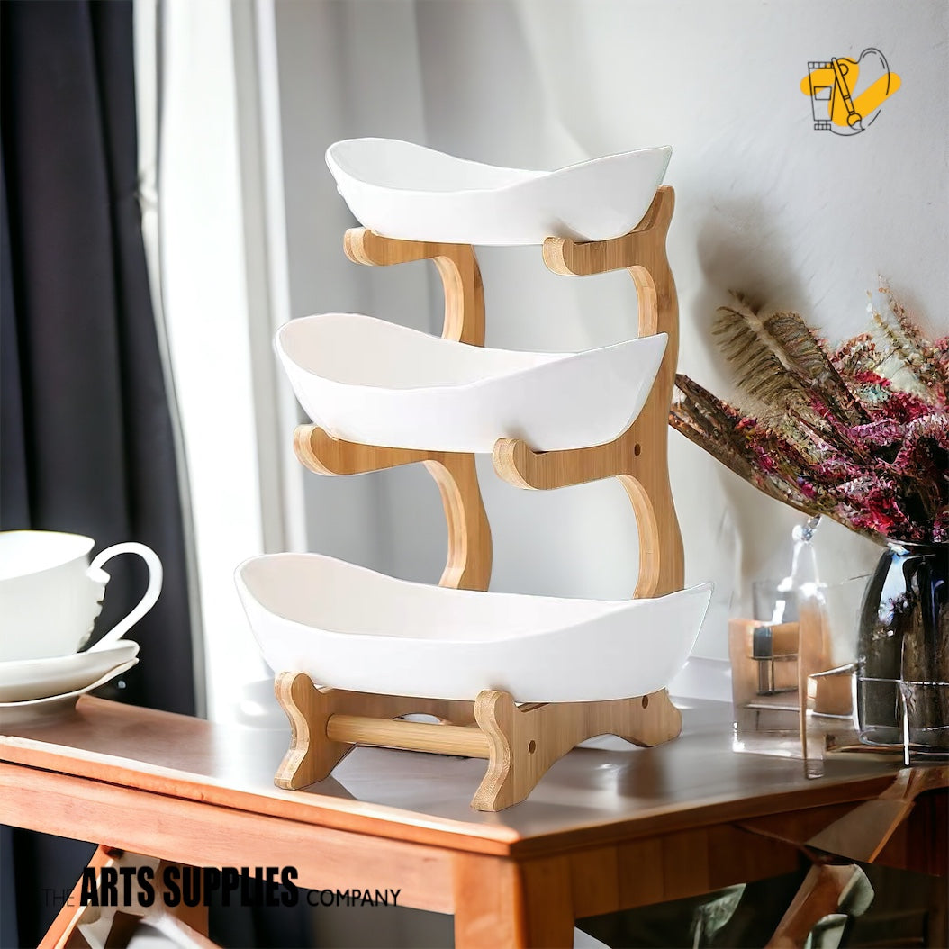 3-Tier Candy/ Fruit Bowls with Bamboo Stand