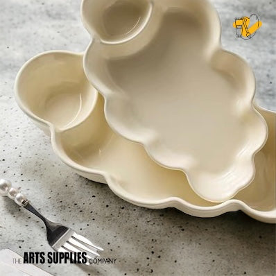 Cream Color Cloud Shape Plate with Partition (2 Sizes)