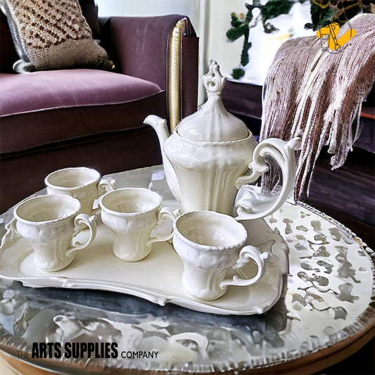 Cream Color Neoclassical Vintage Style Coffee Set