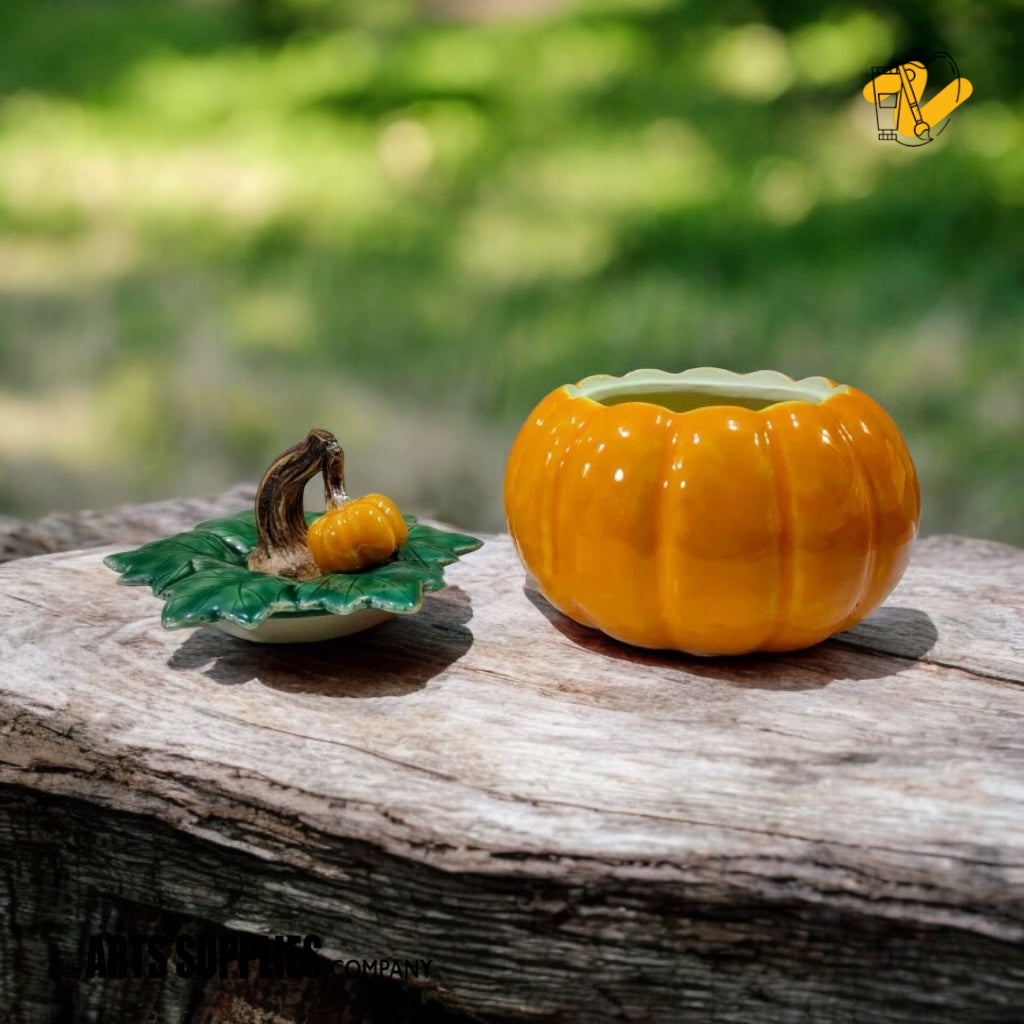 Handbuilt Pumpkin Harvest Jar (Chinese Shiwan Art Pottery)