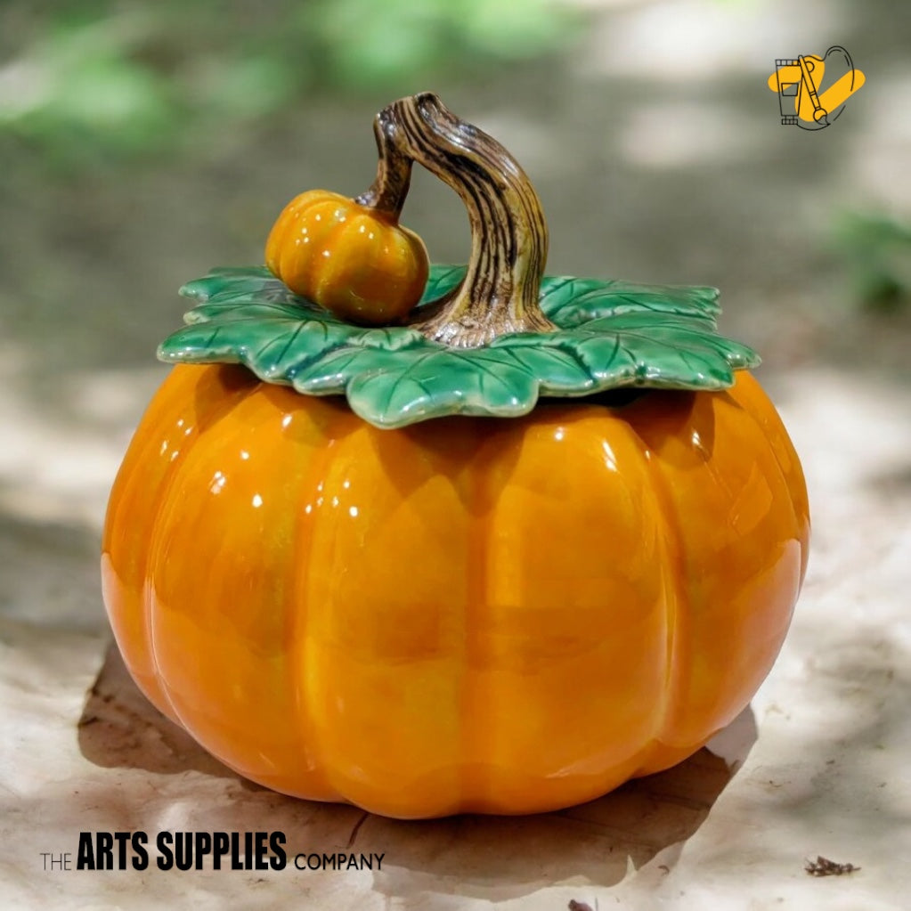 Handbuilt Pumpkin Harvest Jar (Chinese Shiwan Art Pottery)