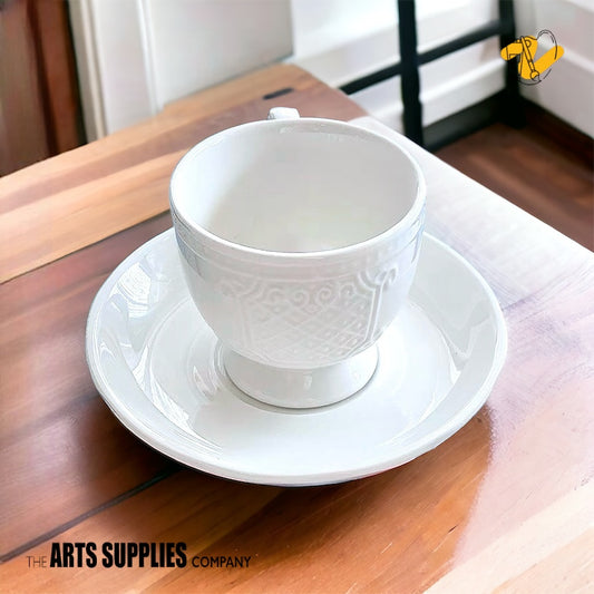 Teacup & Saucer with Embossed Crest (100ml)