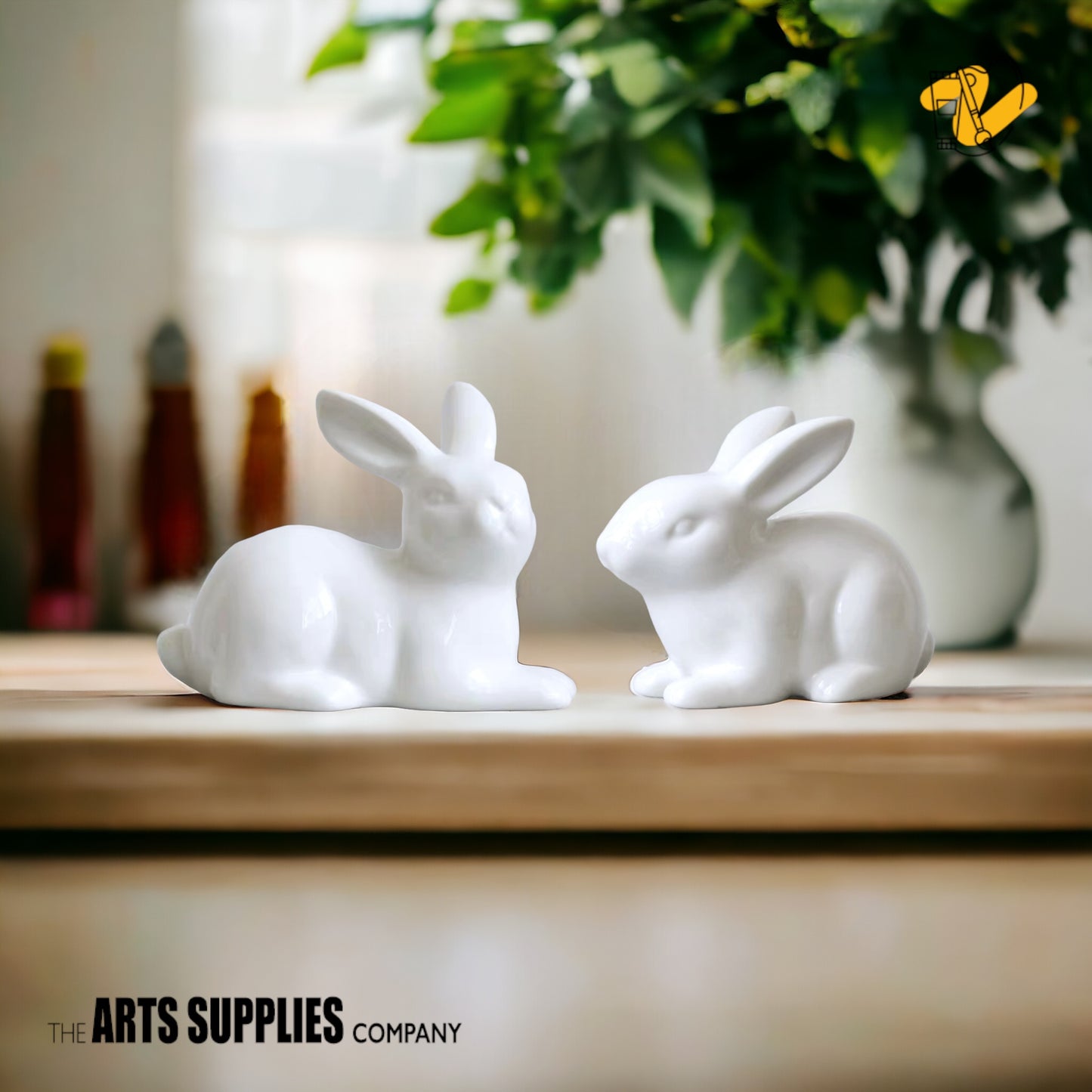 Crouching Rabbit Figurine (Set of 2)