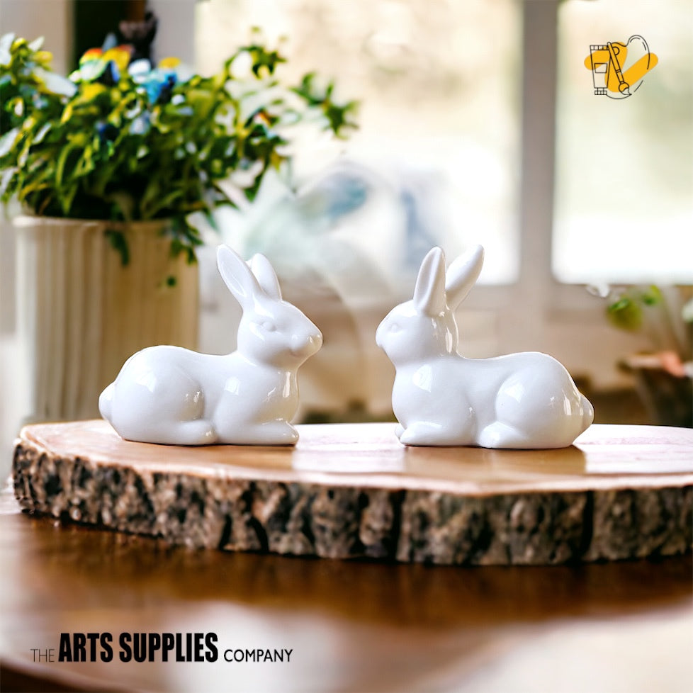 Crouching Rabbit Figurine (Set of 2)