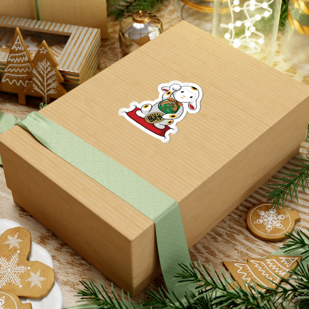 Maneki-Neko Lamb Stickers, Cute Stickers for Laptops, Japanese Decor, Gift for Lamb Lovers, Kawaii Accessories, Home and Office Decoration