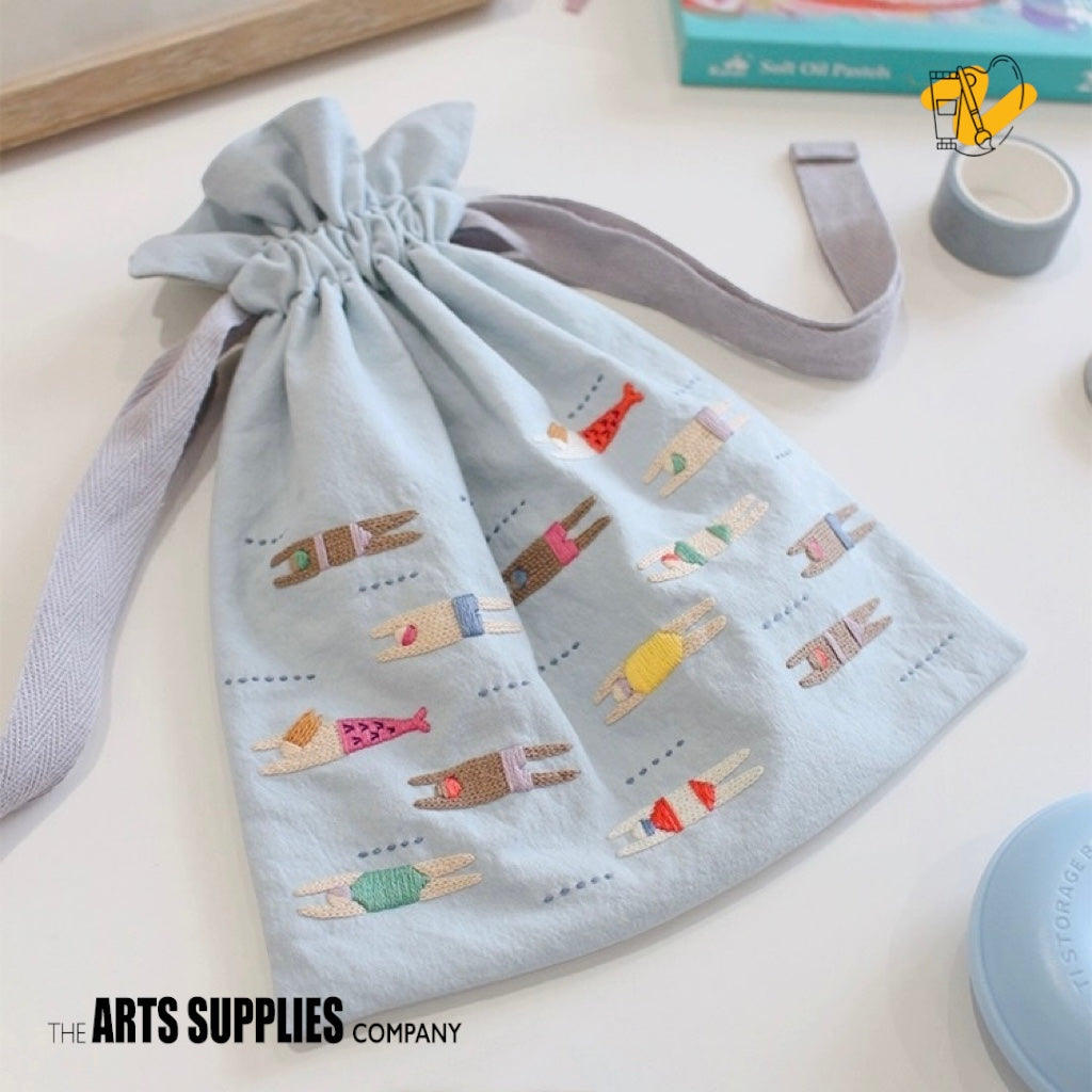 Embroidery Kit | Swimmers Draw String Bag