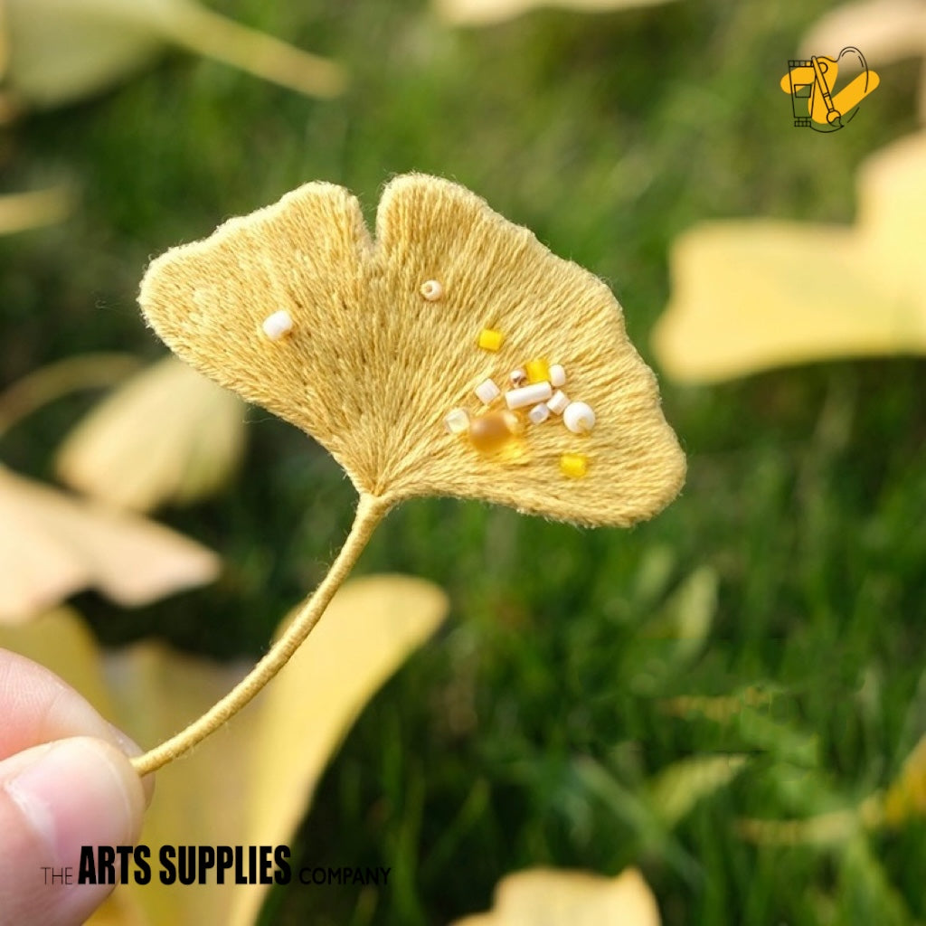 Embroidery Kit | Yellow Ginkgo Brooch